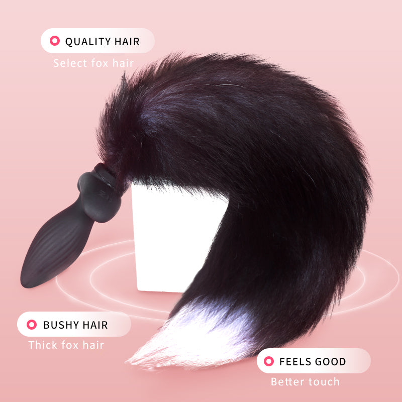 Geribbelde Fox Vibrating Buttplug Met Staart