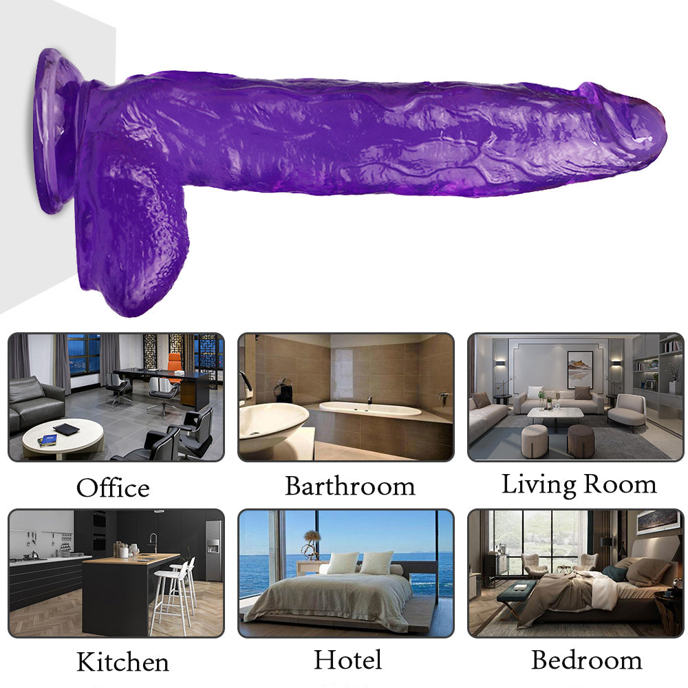 Paarse Dikke Jelly Dildo 30 cm Lang