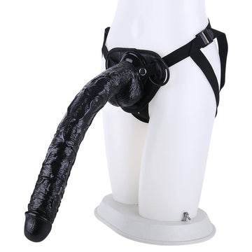 41cm XXL Zwarte PVC Strap On Dildo