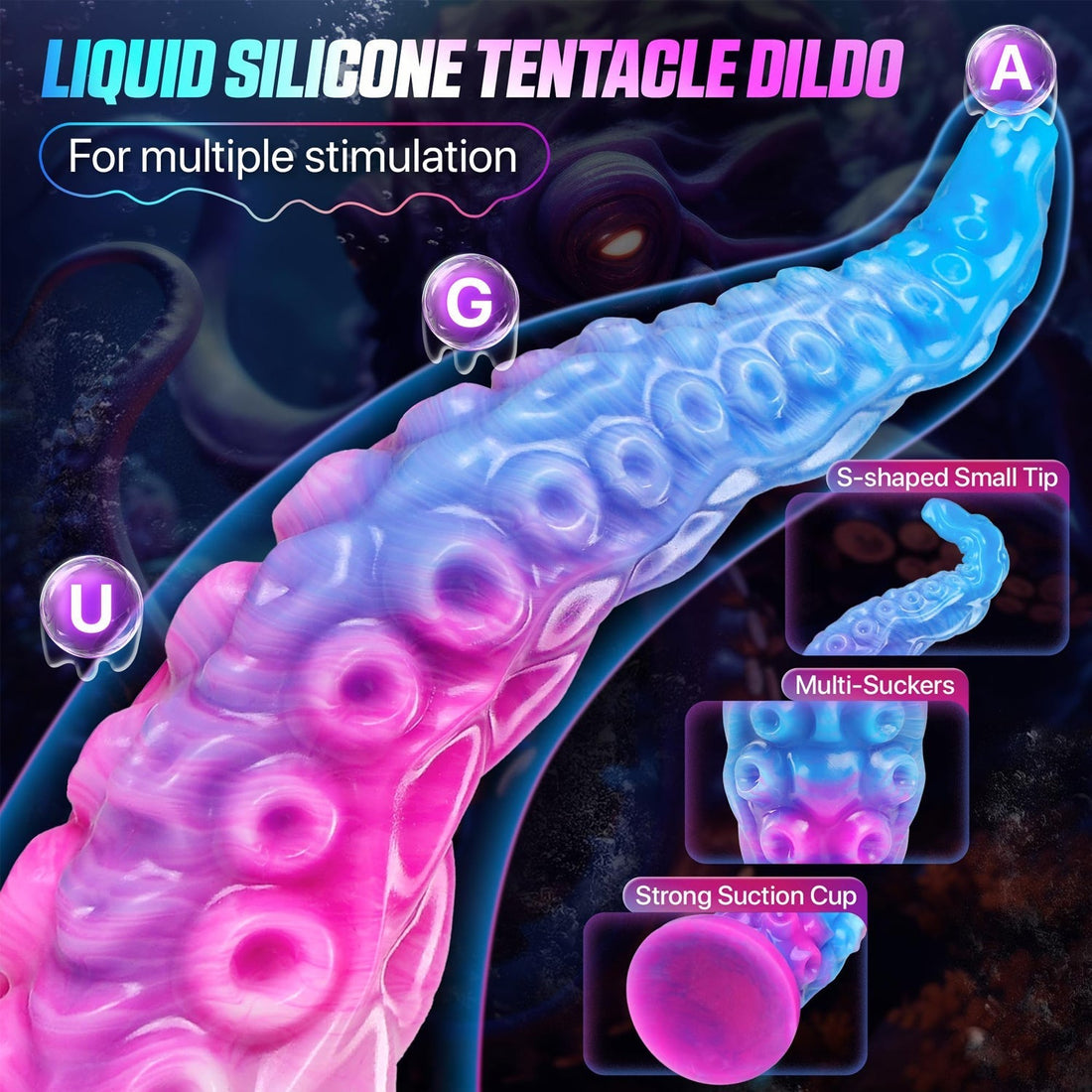 32cm Lange Kleurrijke Siliconen Tentakel Dildo