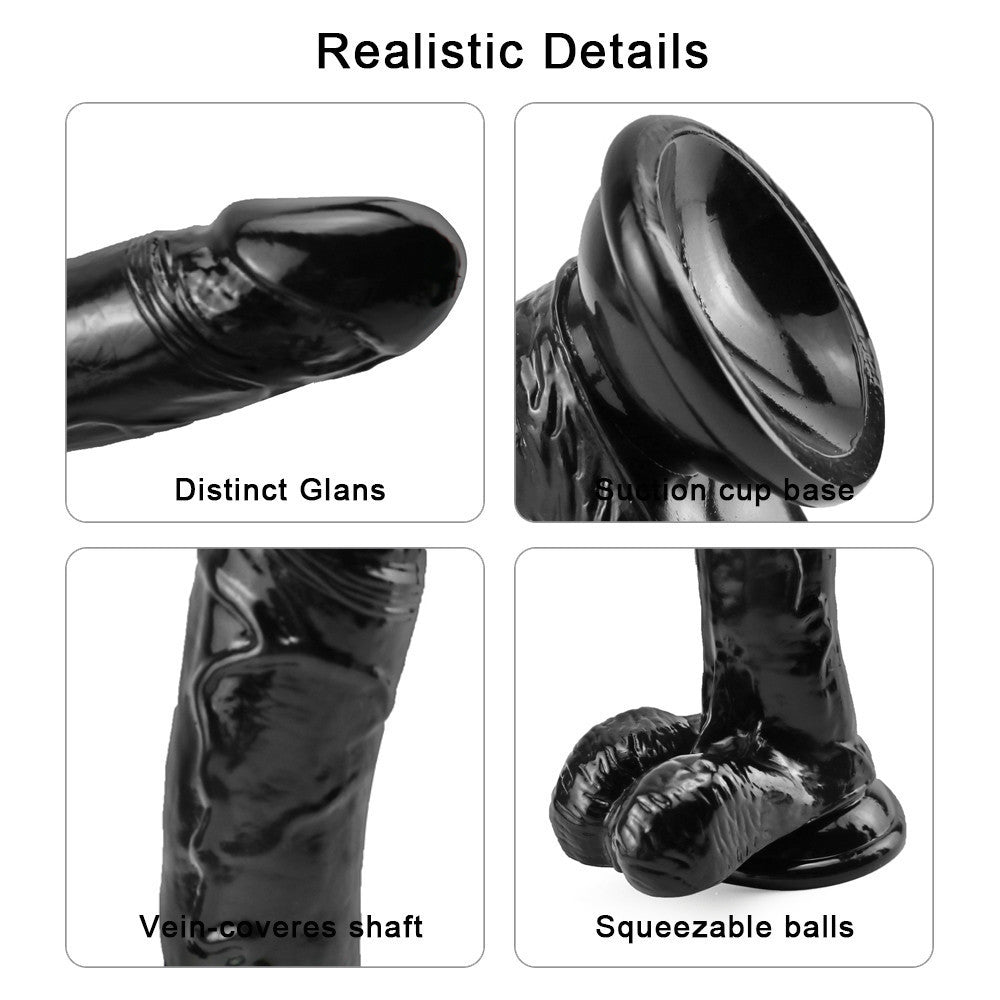 Realistische Gebogen Black Dildo 20cm Met Zuignap