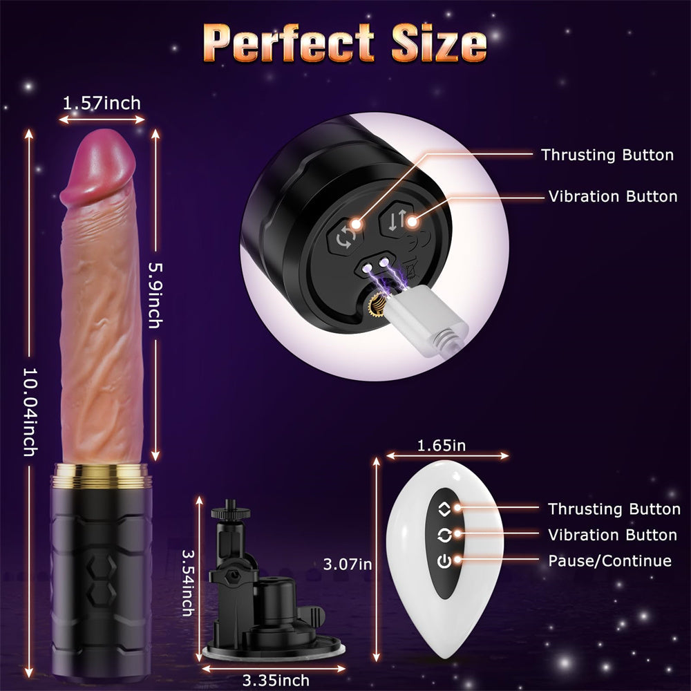 Black Realistic Stotende Dildo Met Afstandsbediening