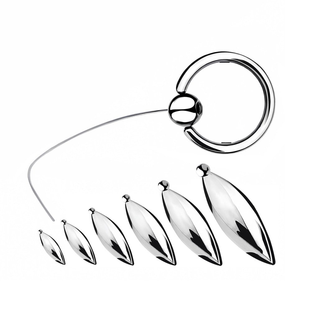 Ovale RVS Urethra Plug Ophangring Vier Maten