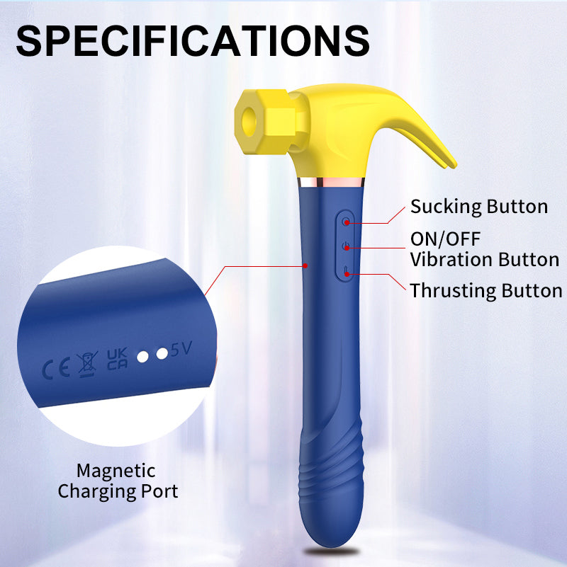 Stotende Vibrator in Hamervorm Met Zuigfunctie
