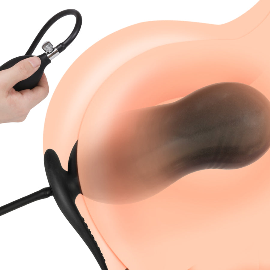 Siliconen Opblaasbare Buttplug met Penisring