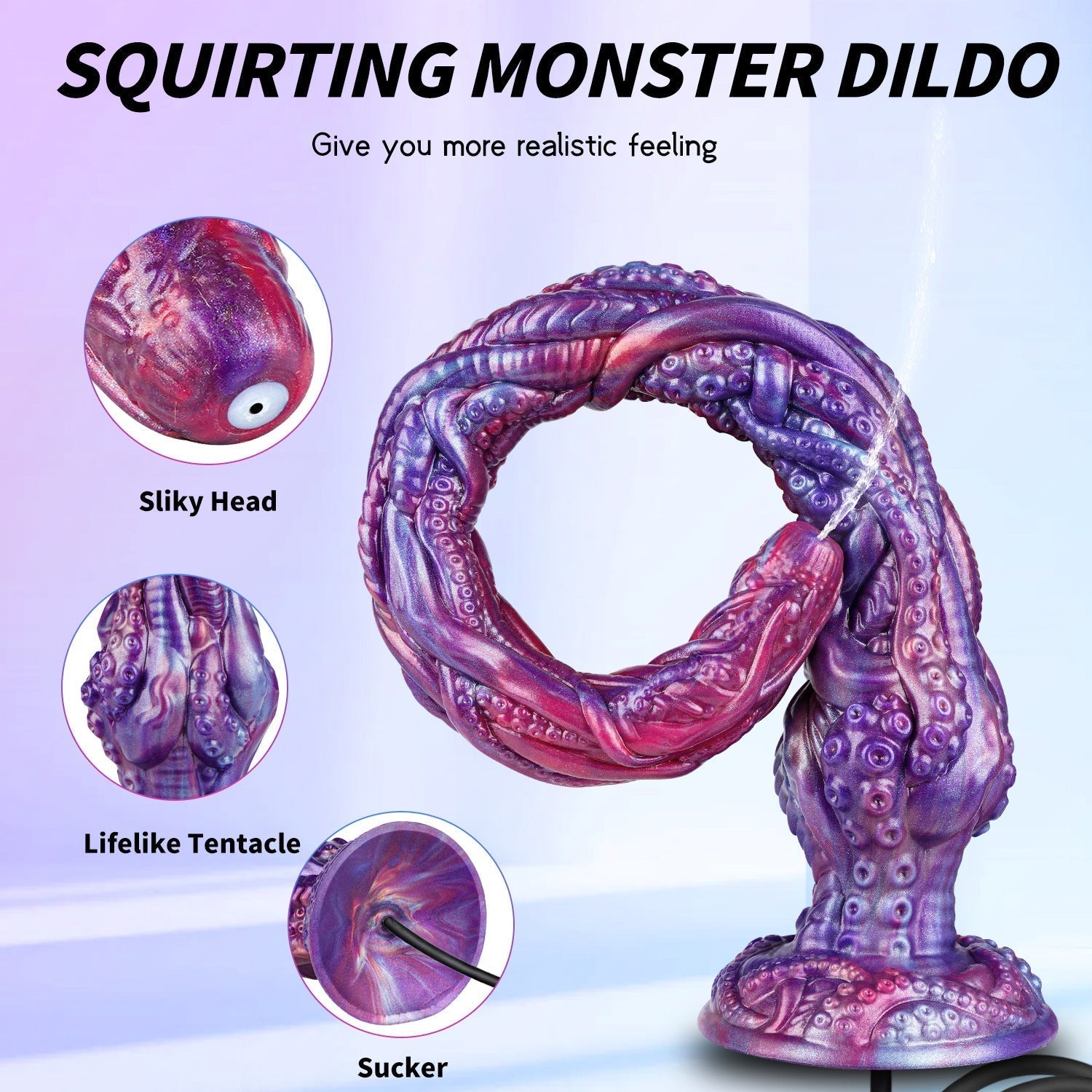50.8 cm Paarse Tentakel Dildo Ejaculerende Fantasy