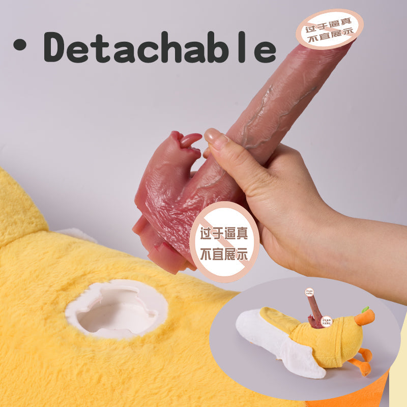 Banaan Eend Pluche Stotende Dildo Met Likfunctie