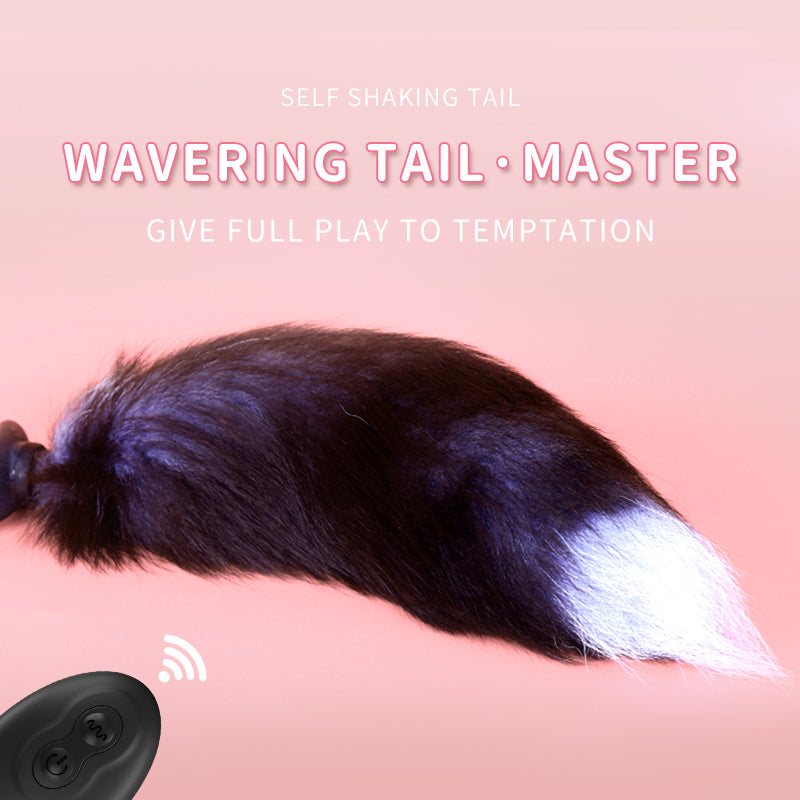 Geribbelde Fox Vibrating Buttplug Met Staart