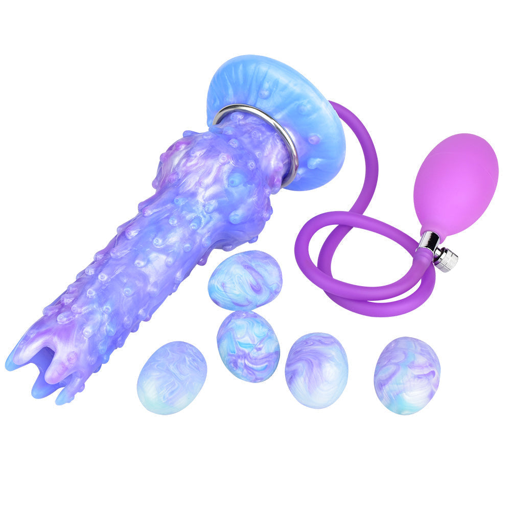 Blauwe Alien Ovipositor Dildo met Stekelige Knot