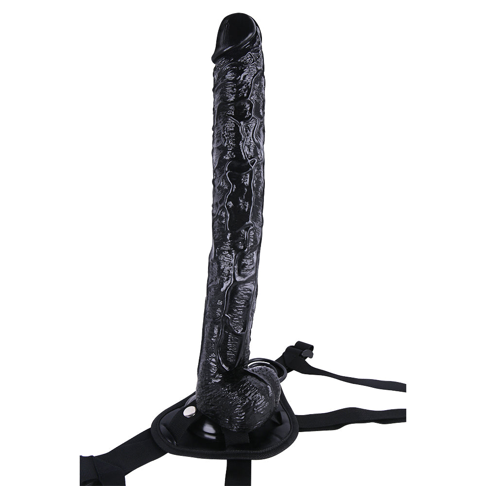 41cm XXL Zwarte PVC Strap On Dildo