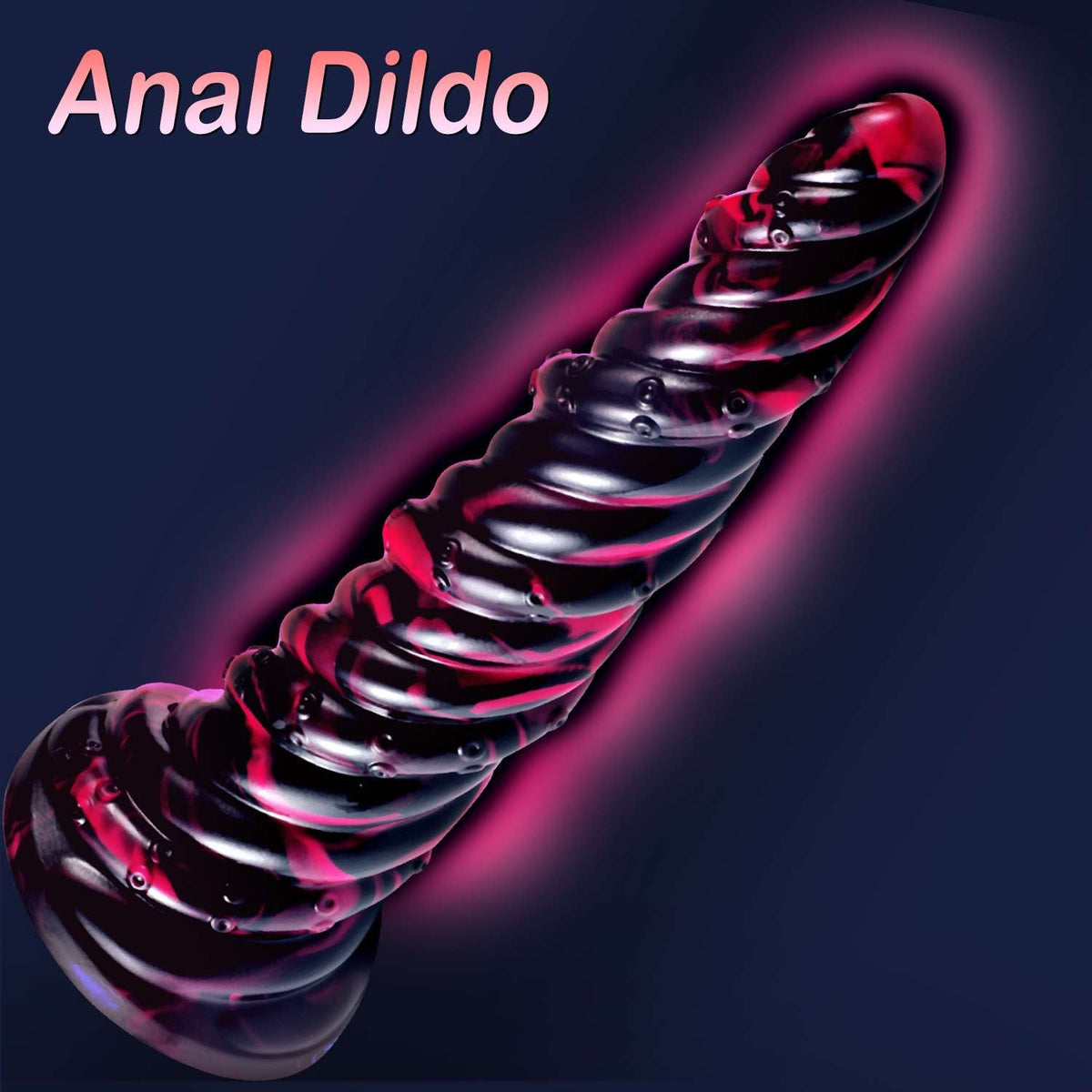 25 cm Zwart Rode Alien Geribd Dildo