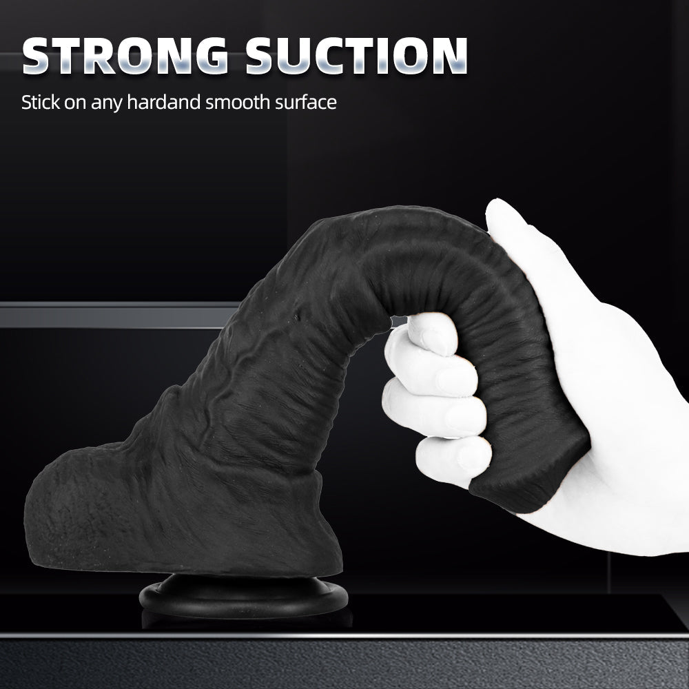 Black Fantsy Gebogen Getextureerd Horse Dildo