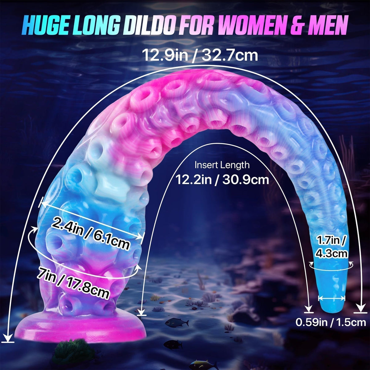 32cm Lange Kleurrijke Siliconen Tentakel Dildo