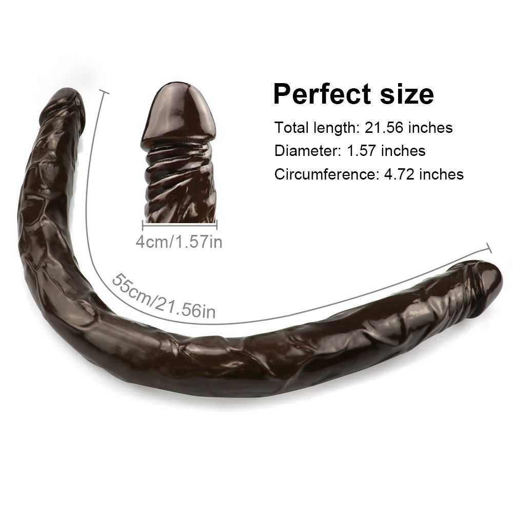 55 cm Donkerbruine Dubbelzijdige Flexibele Siliconen Dildo