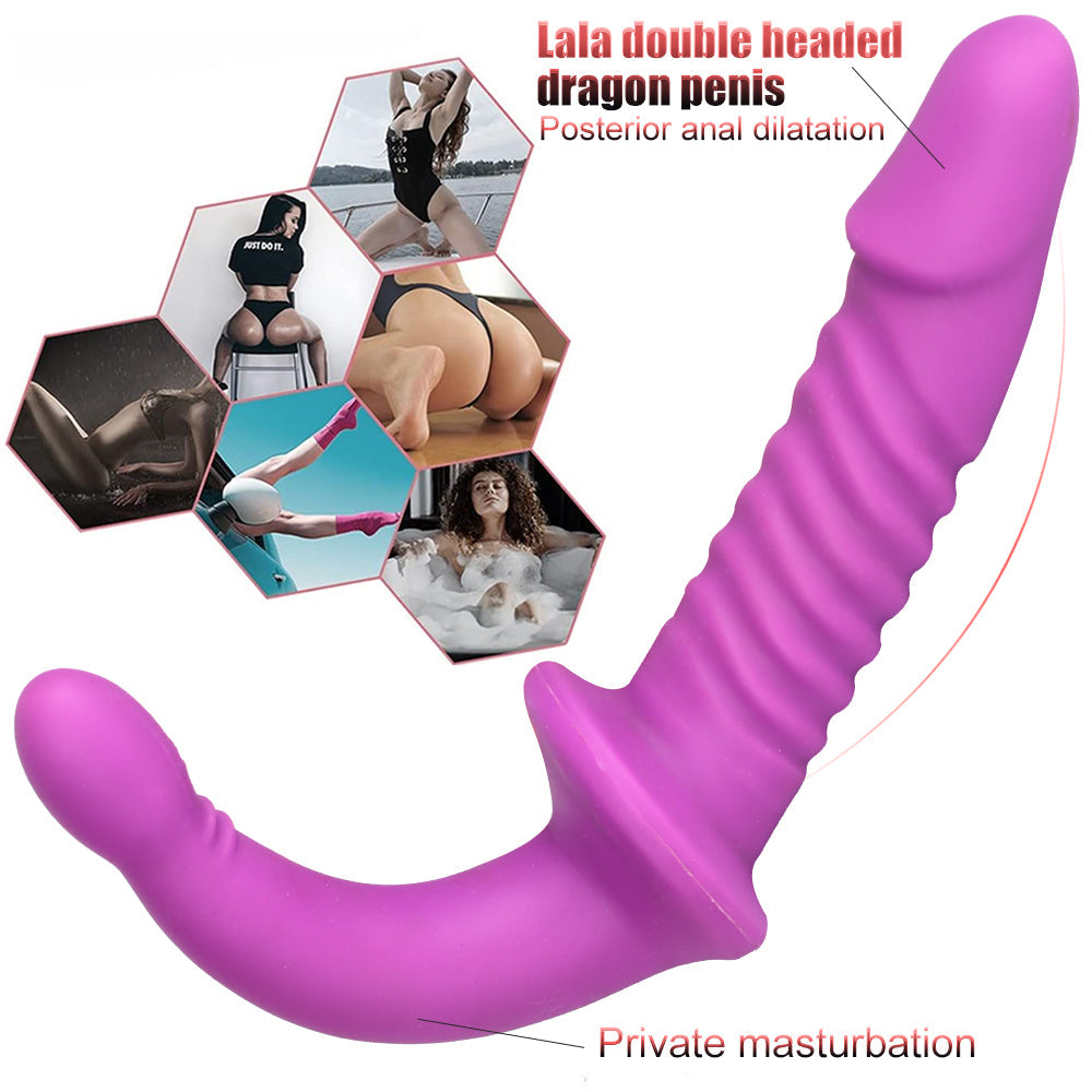 Geribbelde Dubbelzijdige Strapless Strapon Voor Lesbische Koppels