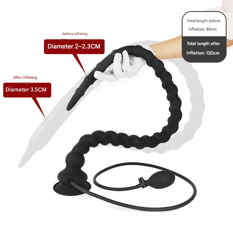 88cm Zwarte Extra Lange Inflatable Anal Plug