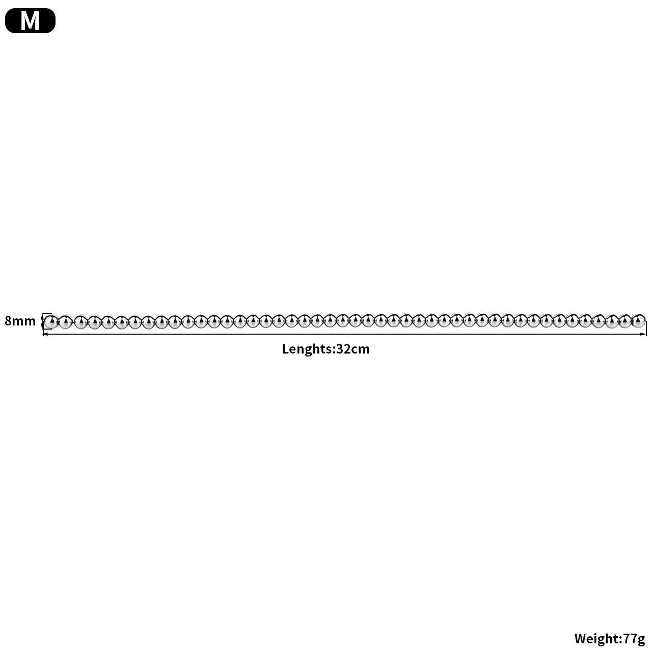 RVS Urethral Sound 31 cm Met Kralen