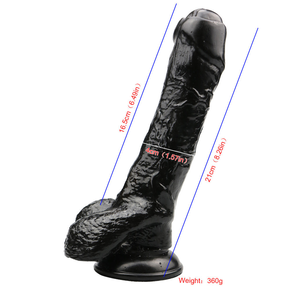 Black Dildo Thick Foreskin Realistic Design