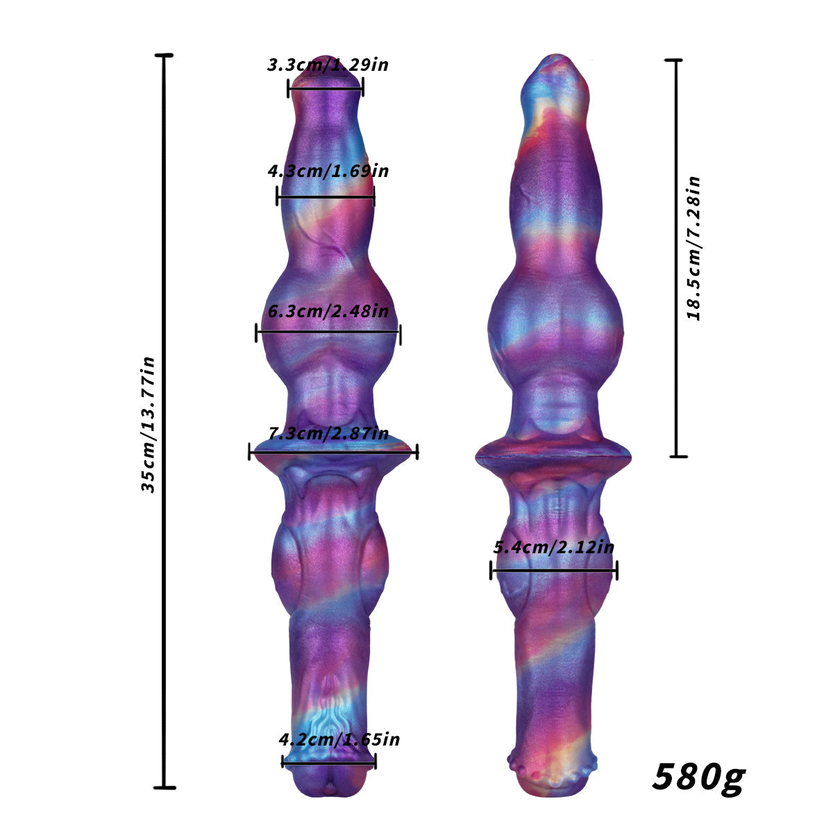 35 cm Kleurrijke Horse Knot Anal Doppeldildo