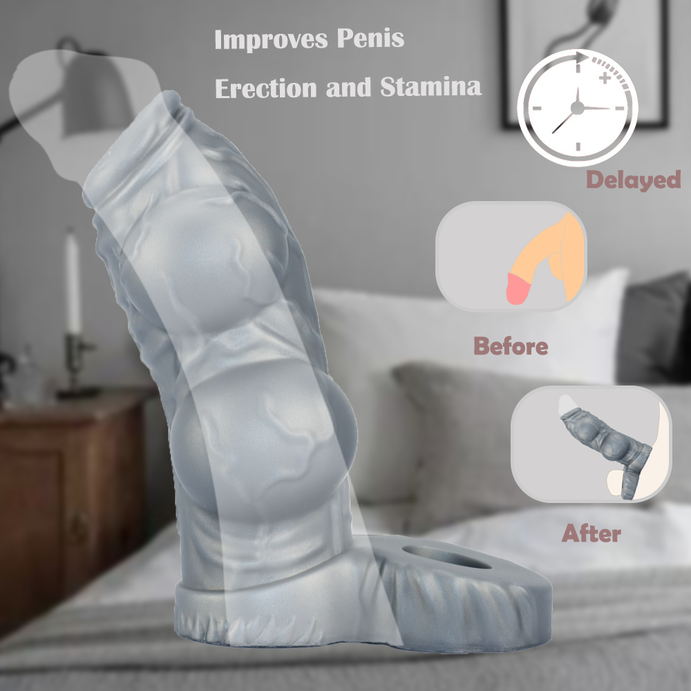 Gray Double Knot Dog Penis Sleeve