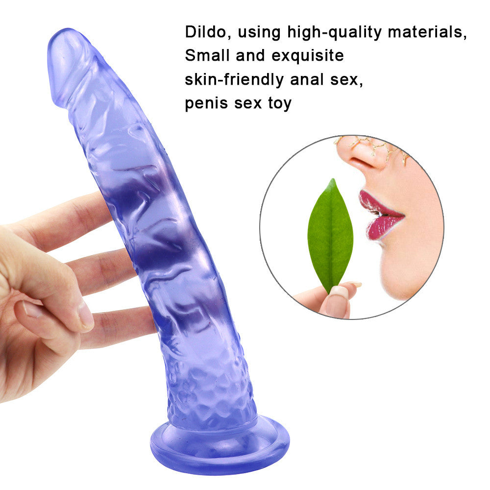 Blauwe Slanke Zuignap Dildo Met Jelly Look