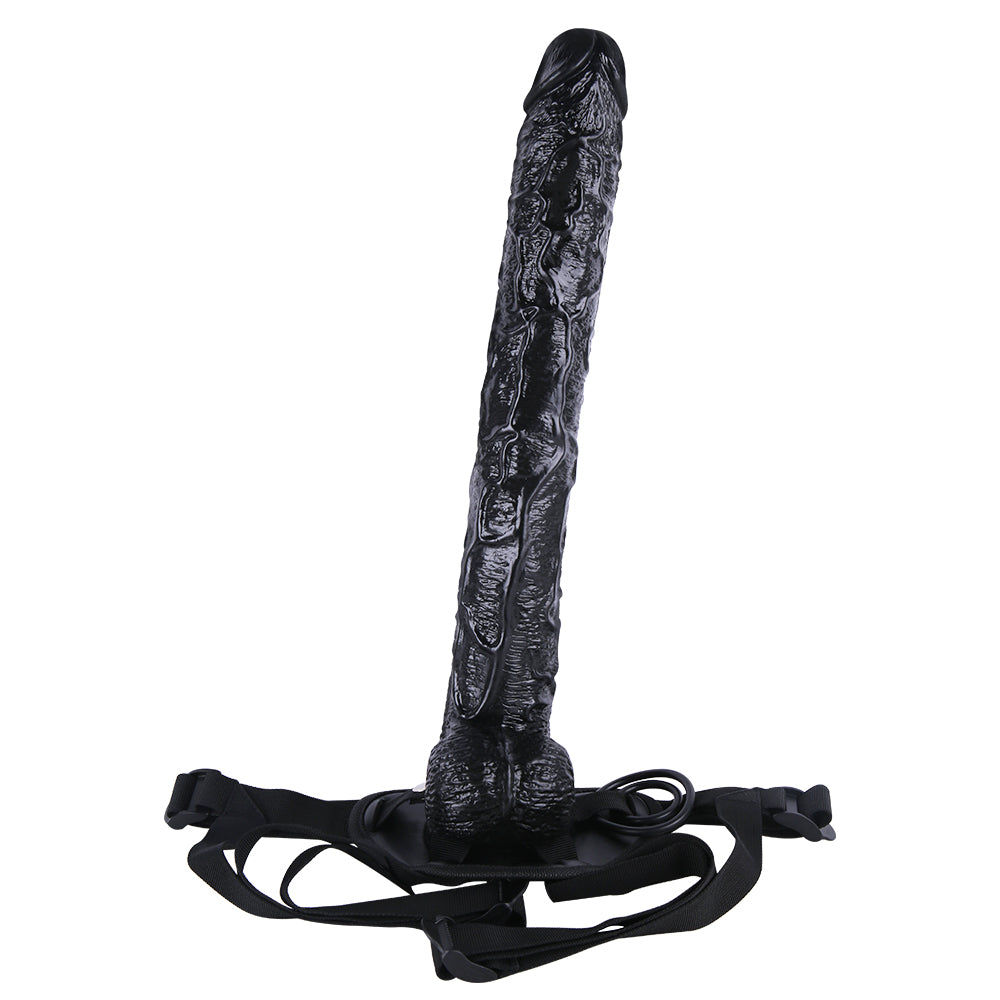 41cm XXL Zwarte PVC Strap On Dildo