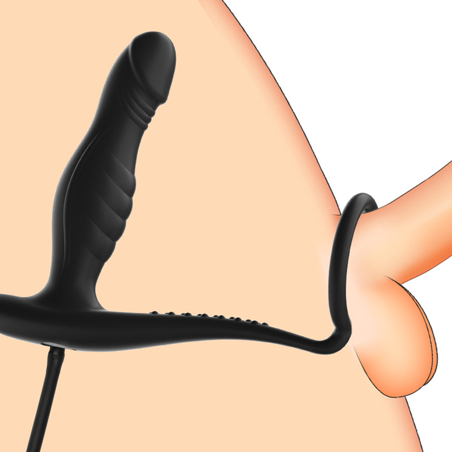 Siliconen Opblaasbare Buttplug met Penisring