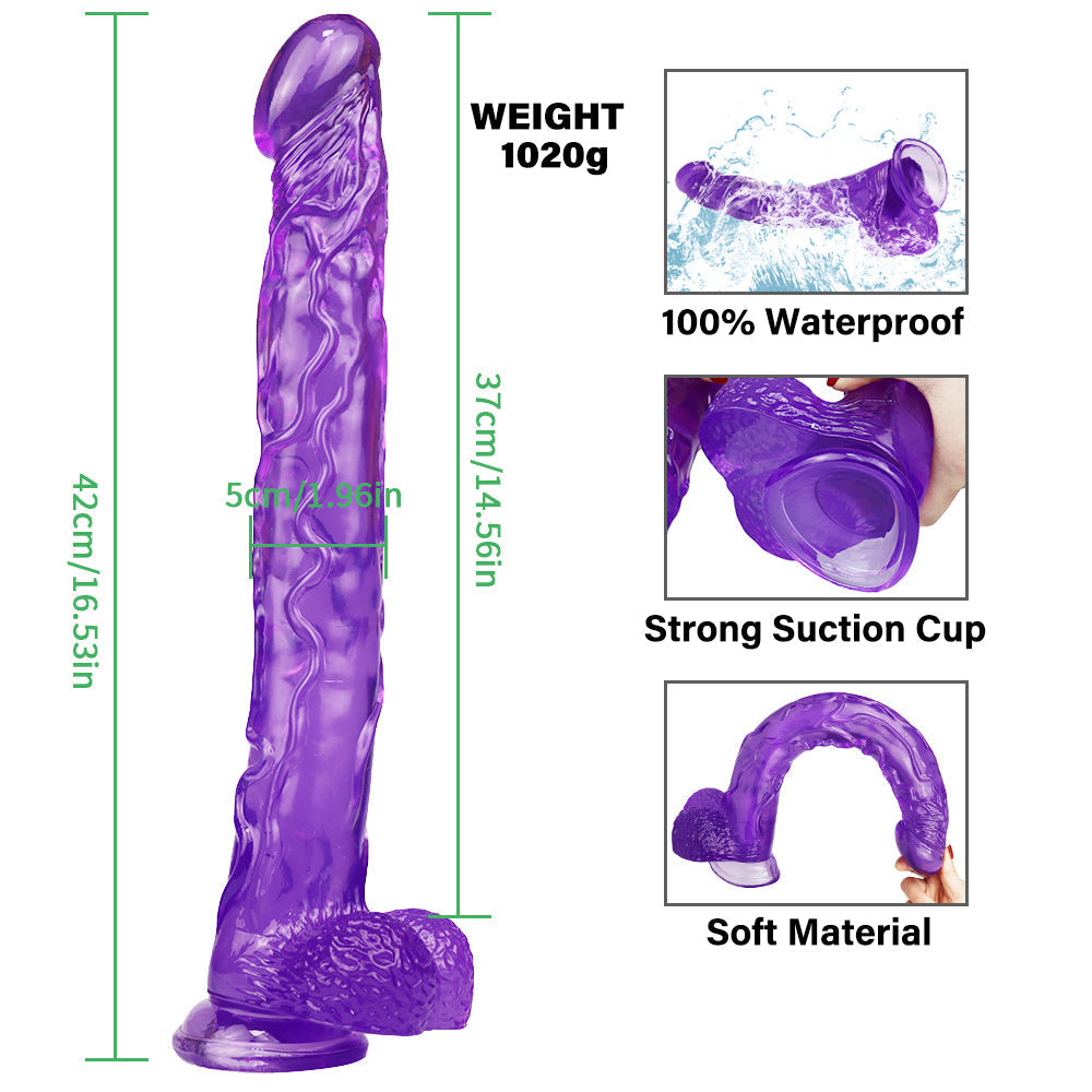 Paarse Extra Lange Jelly Dildo 42 cm