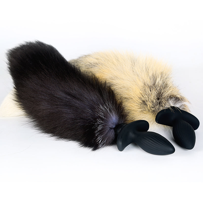 Geribbelde Fox Vibrating Buttplug Met Staart