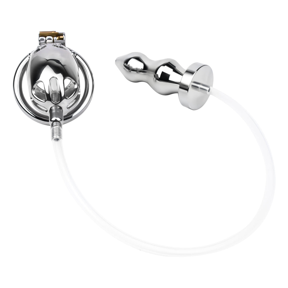 Metalen Kuisheidskooi Met Buttplug Voor BDSM