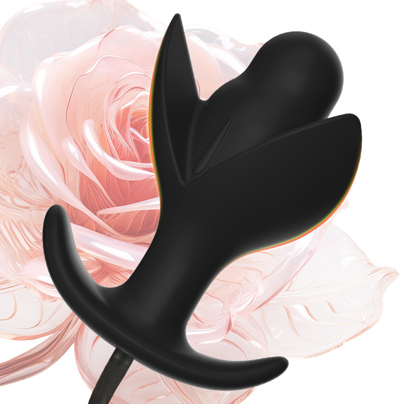 Black Petal Inflatable Butt Plug Toy