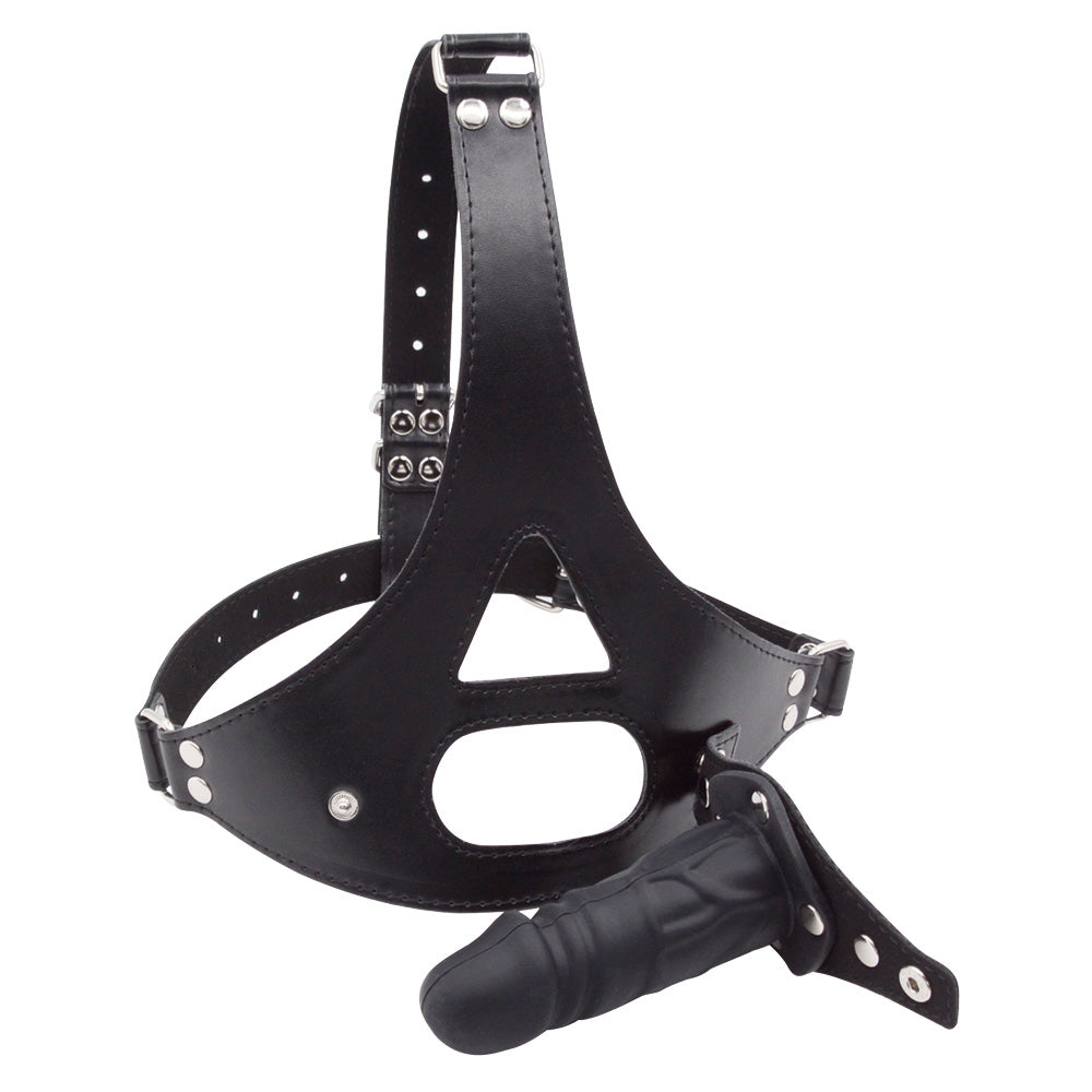 Zwart Verstelbaar Slavemasker Met Afneembare Gagdildo