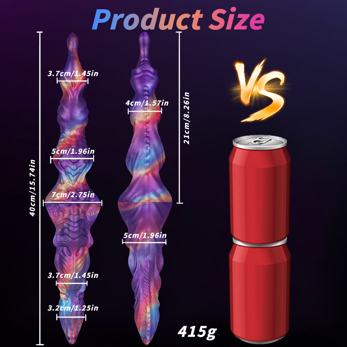 40cm Kleurrijke Fantasy Dildo Met Dubbele Uiteinden