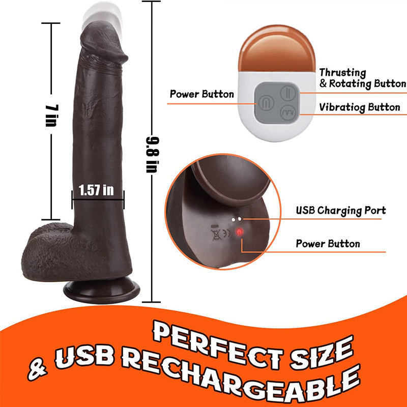 Black Vibrerende Stotende Dildo 23cm