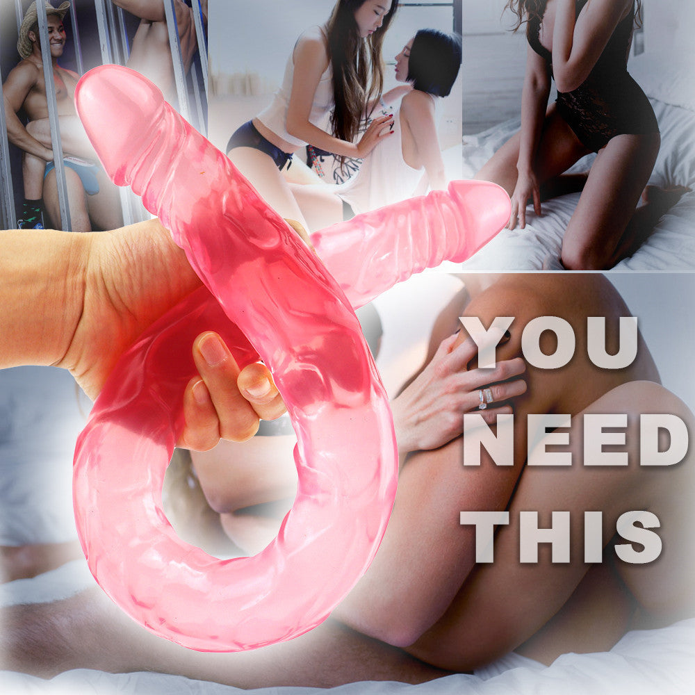 55cm Roze Lange Dubbele Dildo Siliconen Speeltje