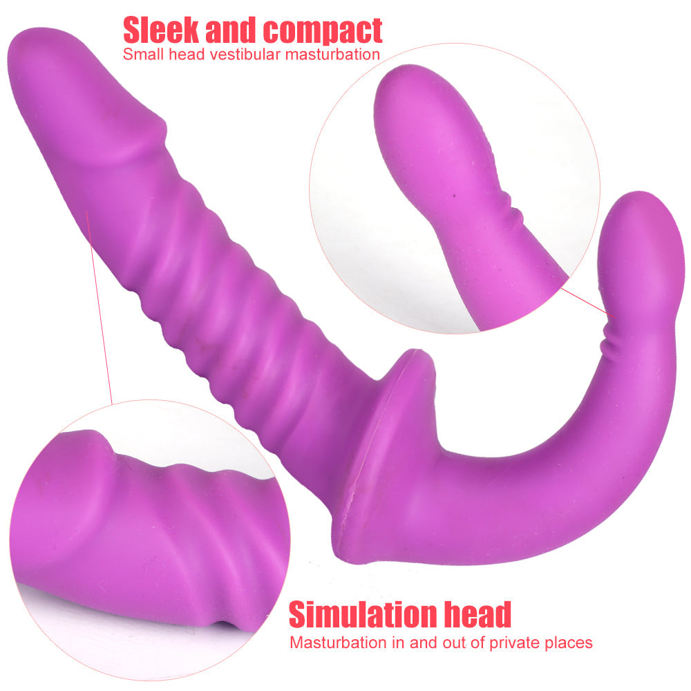 Geribbelde Dubbelzijdige Strapless Strapon Voor Lesbische Koppels