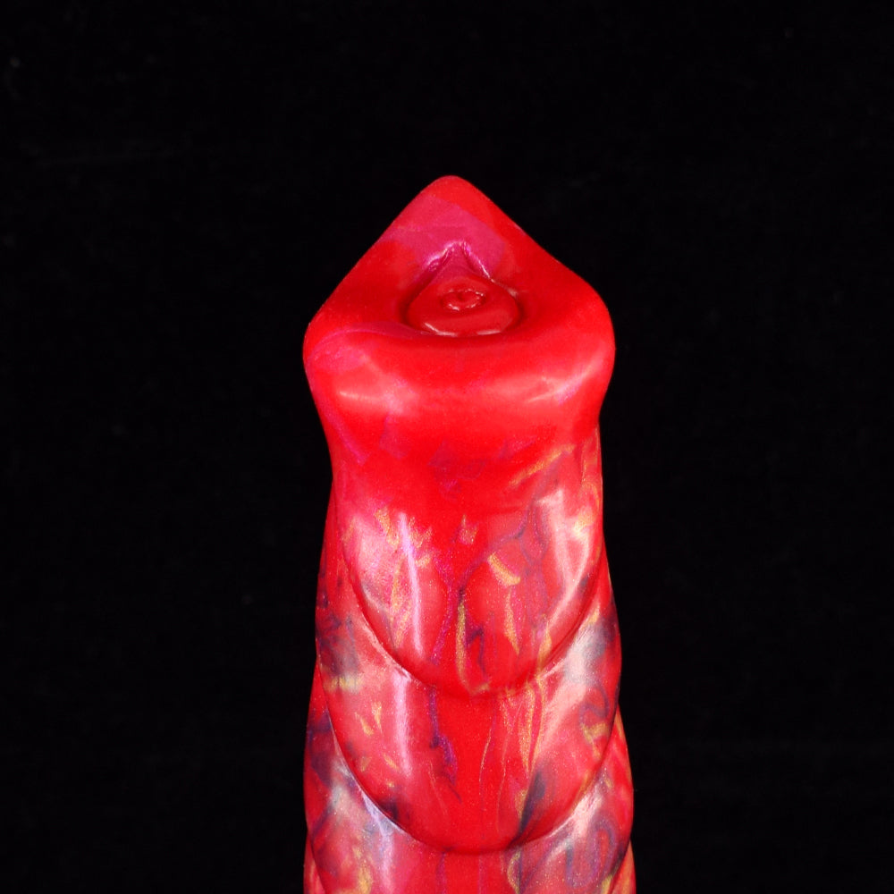 23cm Rode Wolf Knotdildo Met Textuur