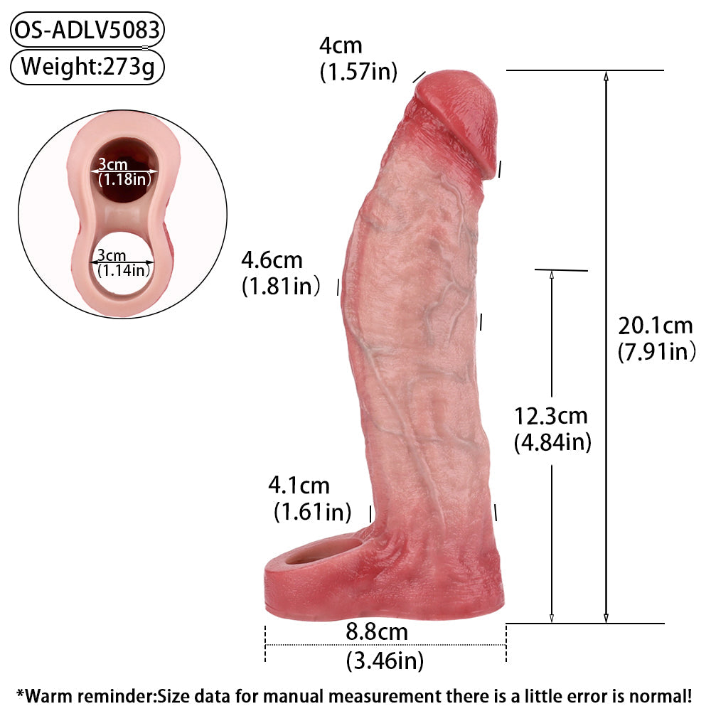 20 cm Silicone Vibrerende Realistic Peni sleeve