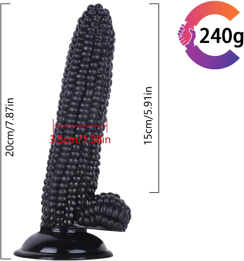 18 cm Zwarte Maïskolf Dildo met Noppen