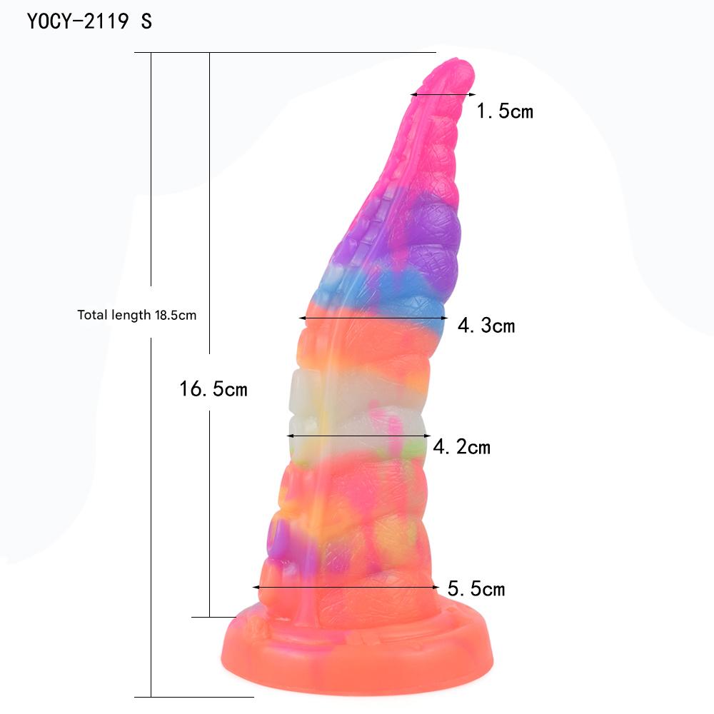 Lichtgevende Rainbow Fantasy Octopus Tenticle Dildo