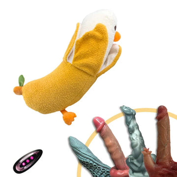 Banaan Eend Pluche Stotende Dildo Met Likfunctie