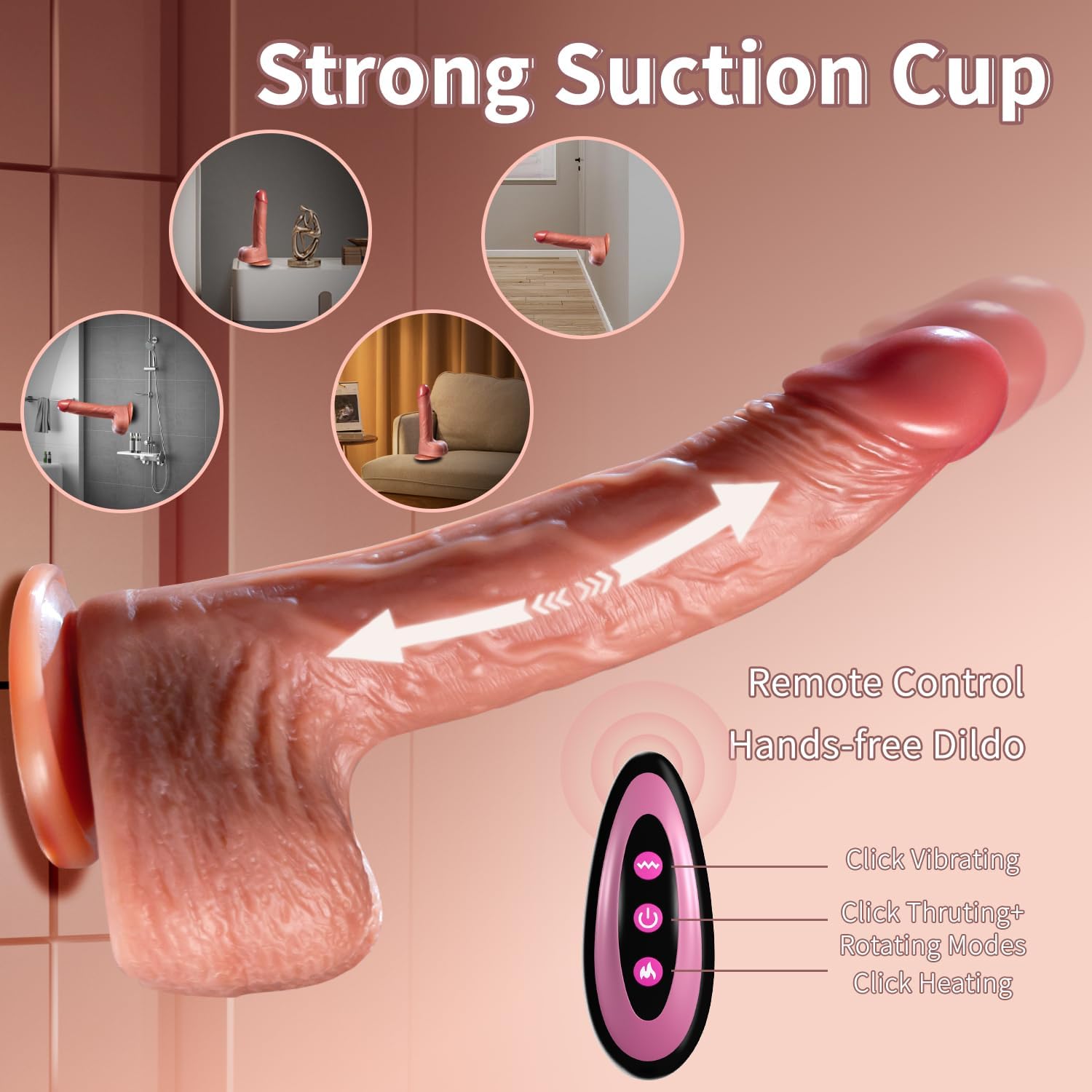 Realistische Stotende Dildo Met Verwarming En Remote