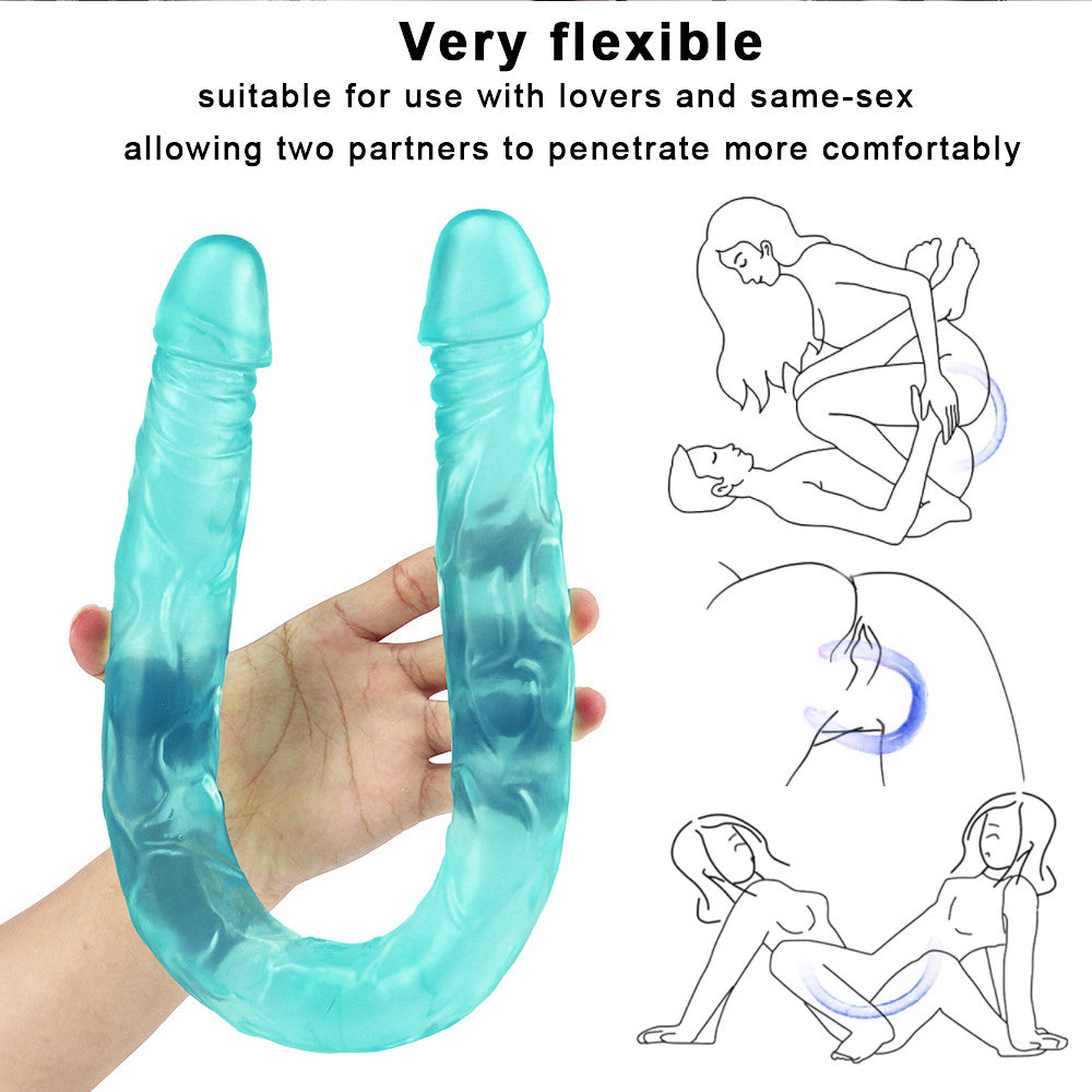 55.9 cm Groene Flexibele Doppeldildo Lang Design