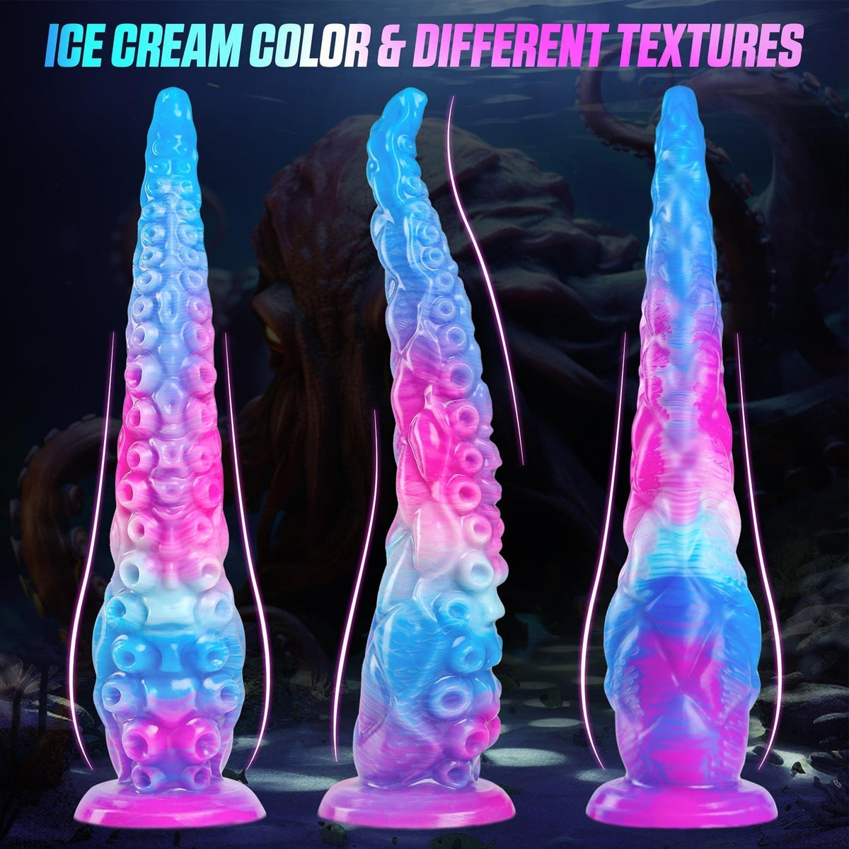 32cm Lange Kleurrijke Siliconen Tentakel Dildo