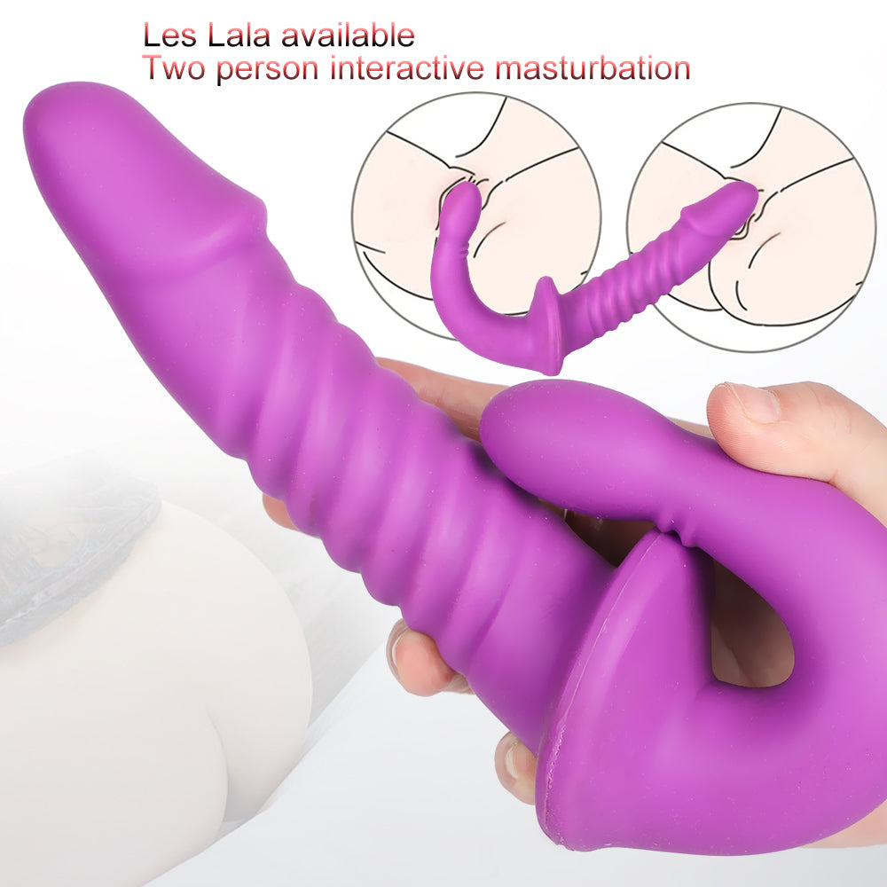 Geribbelde Dubbelzijdige Strapless Strapon Voor Lesbische Koppels