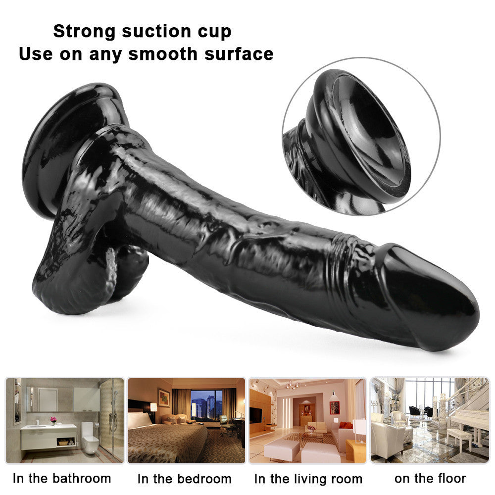 Realistische Gebogen Black Dildo 20cm Met Zuignap