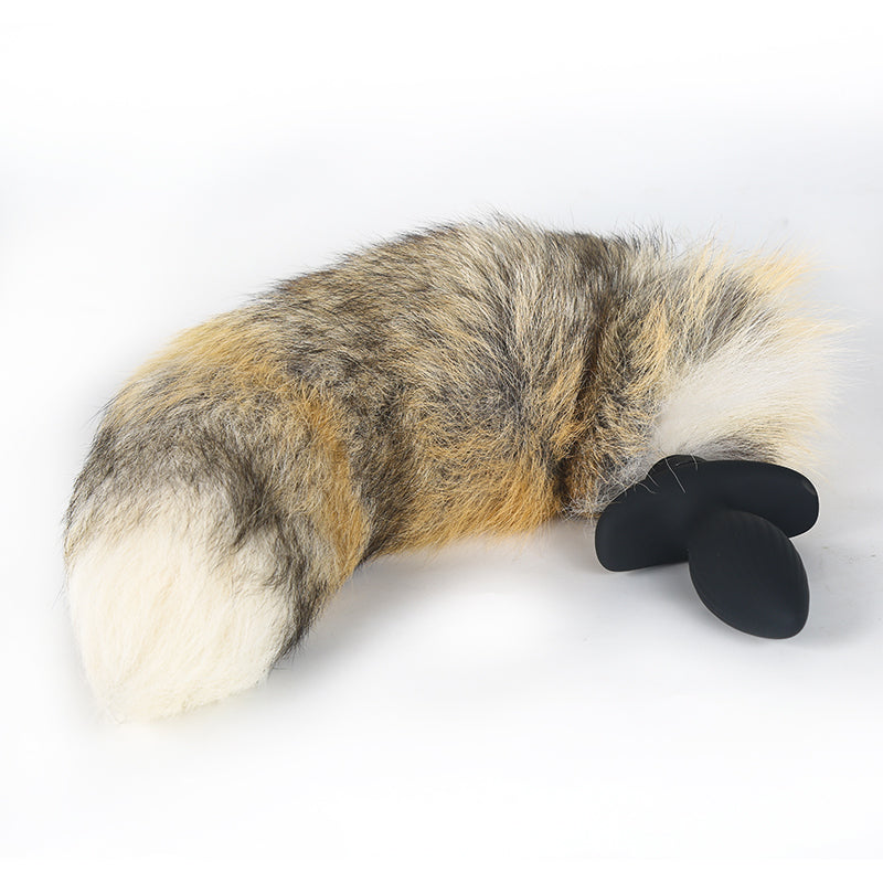Geribbelde Fox Vibrating Buttplug Met Staart
