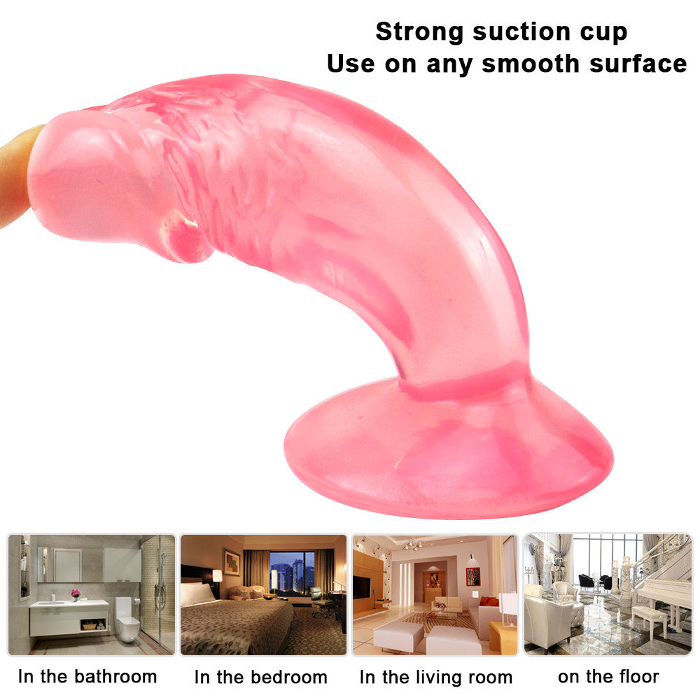 11 cm Kort Getextureerde Pink Dildo Met Zuignap