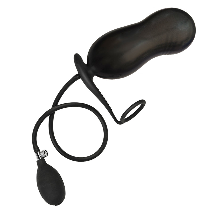 Siliconen Opblaasbare Buttplug met Penisring