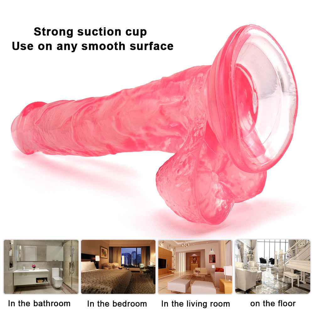 26cm Pink Jelly Grote Dildo Met Zuignap